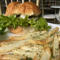 Classico (TVP Burger) and Fries  at De Aca in San Jose