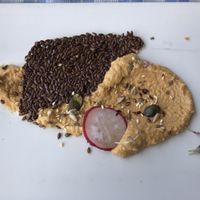 lentil spread with flaxseed cracker  at VeganFresh Hotel & Restaurant in Medvode
