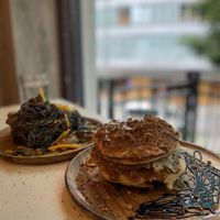 Black bean spaghetti, pancakes at Ohms Cafe & Bar in Hong Kong Island