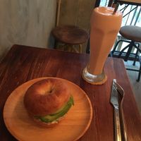 Fig smoothie and avocado Bagel at Ohms Cafe & Bar in Hong Kong Island