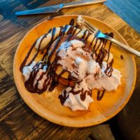 Vegan banana pancakes at Ohms Cafe & Bar at Ohms Cafe & Bar in Hong Kong Island