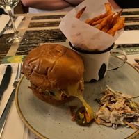 Vegan burger with sweet potato fries   at Faro Lounge in Lichfield
