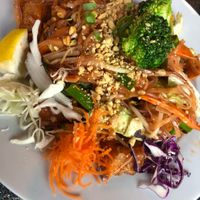 pad thai w tofu and veggies  at Bangkok Happy Bowl in Koloa