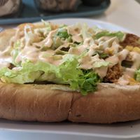 "Chicken" baguette. at Vegan Kiosk in Bratislava