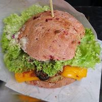 Cheeseburger at Vegan Kiosk in Bratislava