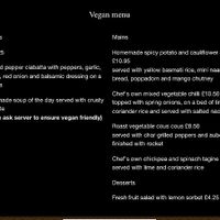 The vegan menu at Trecastell Hotel in Amlwch