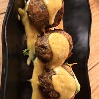 Albondigas de garbanzos y espinacas.  at Gusto Ristobar in Sevilla