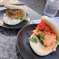 Agedashi tofu bun (left) mock duck bun (right)   at moto-i in Minneapolis
