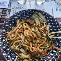 Yakiudon with mock duck (seitan)  at moto-i in Minneapolis