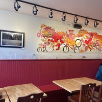 inside seating   at Pie-Sci in Detroit