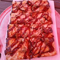 Vegan deliciousness.  Tofu bacon and bbq on this bad boy. at Pie-Sci in Detroit