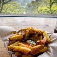 French fries with vegan mayo  at Tandana in Quito