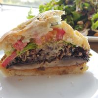 Black beans Hamburger with portabelo at Tandana in Quito
