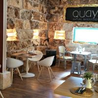 The indoor seating area is beautifully made.  at Restaurant Quay in Mallorca