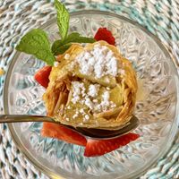 Apple strudel   at Restaurant Quay in Mallorca