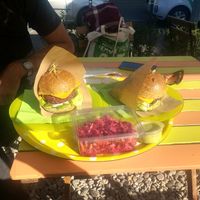 Burgers and salat at Sara Green in Bucharest