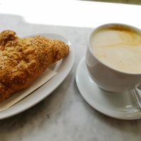Croissant and Caffé latte with soy milk at Caffe Spettacolo in Schaffhausen