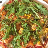 Vegetaria Pizza mit veganem Käse und  Ruccola  at Bosek's Salt & Sugar in Wagrain