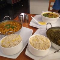 Chana masala, lentil dal, and aloo sag were all very tasty!  at Lazeez Indian-Mediterranean Grill in Las Vegas