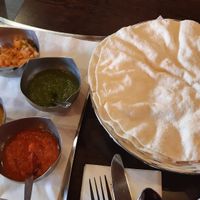poppadums with chutney tray at Sanskruti Restaurant in Liverpool