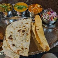 Vegan Thali with pakora at Sanskruti Restaurant in Liverpool