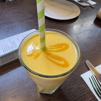Vegan mango lassi  at Sanskruti Restaurant in Liverpool