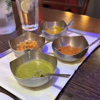 Dipping sauces  at Sanskruti Restaurant in Liverpool