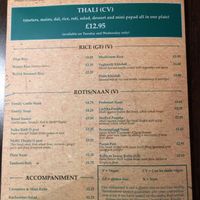 Menu Aug 2018 at Sanskruti Restaurant in Liverpool