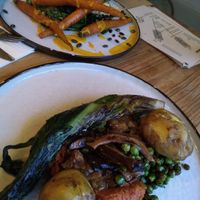 Main dishes on the evening menu - lots of vegetables and beautifully presented, cooked and seasoned!  at BROEI in Utrecht