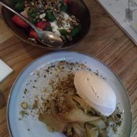 The deserts were amazing! Gremolata with panne cotta and pistachio cake - yum!  at BROEI in Utrecht