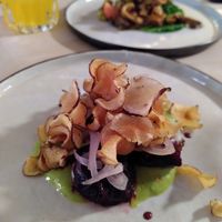 Round 1: very tasty smoked beet and green cabbage with mushrooms at BROEI in Utrecht
