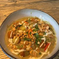 Korma curry: protein-rich and tasty, but I would’ve served it with some naan or rice to balance the strong flavour of the curry at BROEI in Utrecht