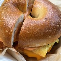 The sunny on a bagel  at Juniper Kitchen in Dover