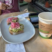 Avocado toast and coffee  at Juniper Kitchen in Dover