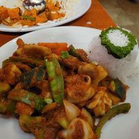 Vegetable momos in tarkari sauce at Base Camp in Hanover