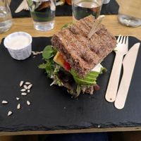 Sandwich served with delicious cream  at #RAW VEGAN FIRENZE in Florence