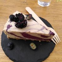 Wild berries "cheese"cake, amazing, huge portino, 5€ at #RAW VEGAN FIRENZE in Florence
