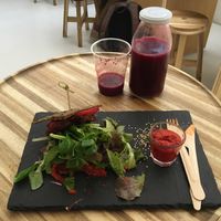 Raw hamburger - nice! at #RAW VEGAN FIRENZE in Florence