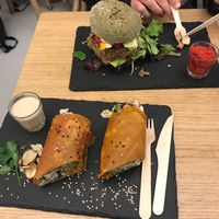 Wrap and burger  at #RAW VEGAN FIRENZE in Florence