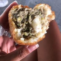 Arancino pistacchio  at Bar Dolcezza in Catania