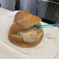Vegan brioche con gelato  at Bar Dolcezza in Catania