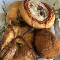 Arancini, pizza, etc  at Bar Dolcezza in Catania