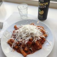 Pasta Norma with vegan cheese   at Bar Dolcezza in Catania