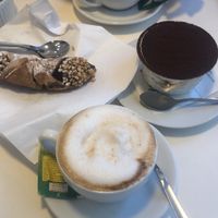 Soy cappuccino, tiramisù and chocolate cannolo  at Bar Dolcezza in Catania