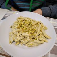 Delicious vegan pistachio pasta, so creamy!! at Bar Dolcezza in Catania