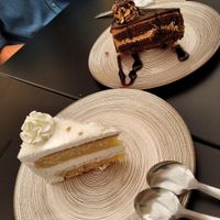 Coconut, chocolate and coffee cakes at La Veganesa in Cadiz