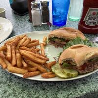 Impossible burger a few bites in    at Bubala's by the Bay in Provincetown