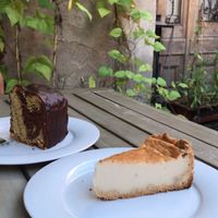 Vegan cheesecake and marble cake at Adelhaus in Freiburg