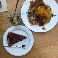 Gooseberry pie and salad buffet at Adelhaus in Freiburg