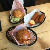 Cheese sticks and burgers  at Mooshies in East London